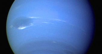 A picture of Neptune, as seen from Voyager 2