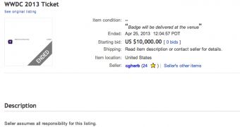 $10,000 / €7,700 WWDC 2013 Ticket Disappears from eBay