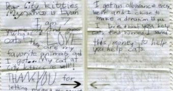 A letter reveals a 10-year-old boy's commitment to a cat rescue shelter