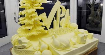 Butter sculpture is made to power a dairy farm for three days