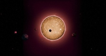 Artist's impression of Kepler-444 and accompanying planets