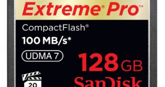 The 128GB SanDisk Extreme Pro CompactFlash card