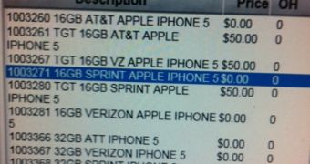 iPhone 5 listing found on Radio Shack inventory system