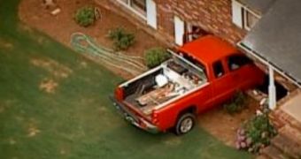 2-year-old drives truck through wall