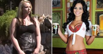 On the left, 20-year-old Jennifer Rogers; on the right, an ideal Kilt girl for the Tilted Kit Pub