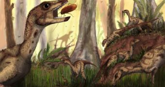 Artist's impression of newly discovered dinosaur species dubbed Laquintasaura venezuelae