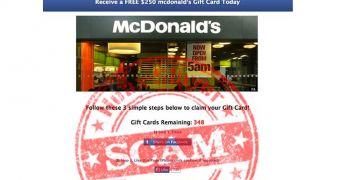 $250 McDonalds Gift Card – Facebook Scam