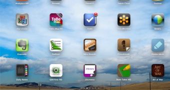 iPad home screen filled with apps