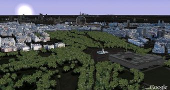 3D trees in London in Google Earth