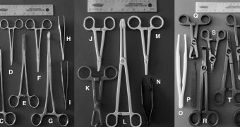 3D printed surgical tools (white) next to normal ones