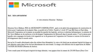 Fake Microsoft email