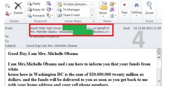 419 scam leveraging the name of Michelle Obama