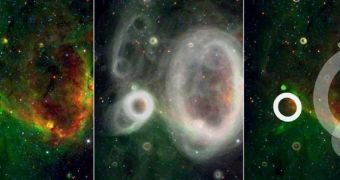 These are some examples of the bubbles found inside the Milky Way