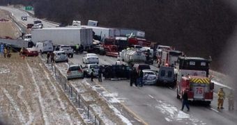 A snowstorm, paired with an already icy road, cause a pile-up on the I-75 in Ohio
