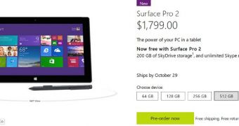 The top of the range Surface Pro 2 will ship by October 29