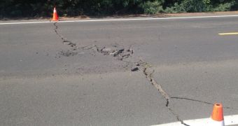 Damaged caused to local highway in California by Sunday's 6.0-magnitude earthquake