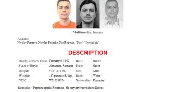 Wanted poster of Nicolae Popescu