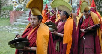 Tibetan monks of the sect of the Yellow Hats