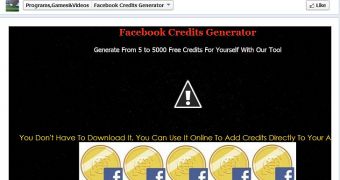 Facebook credits generator scam