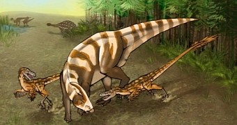 Illustration shows two Saurornitholestes sullivani on the hunt