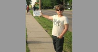 Josef Miles protests against the Westboro Baptist Church