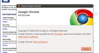 Google Chrome 8.0.552.0 dev on Ubuntu 10.10