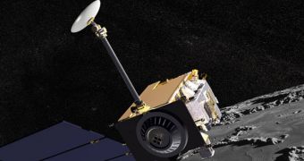 An artist's rendering of the LRO spacecraft, in lunar orbit