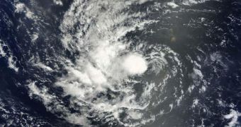 Satellite image showing the developing tropical storm Igor