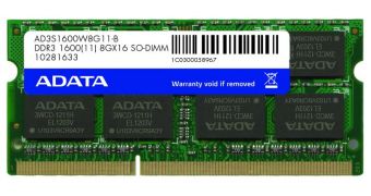 ADATA Intros 8GB DDR3-1600 Notebook and Desktop Memory Modules