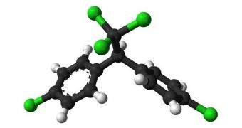 The chemical structure of the pesticide DDT