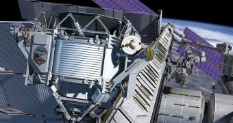 This computer-generated image shows the AMS mounted on the exterior of the ISS