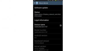 Samsung Galaxy S III "About device" screenshot