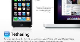 Apple banner explaining iPhone tethering