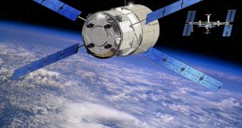 Artistic impression of the ATV Jules Verne approaching the International Space Station