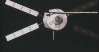This NASA TV shows the ATV Johannes Kepler moving closer to the ISS ahead of its docking, in February, 2011