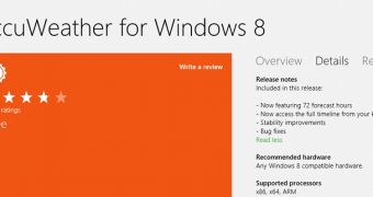 AccuWeather has received several updates on Windows 8