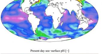 A map of current oceanic acidification levels