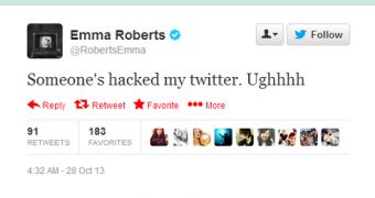 Emma Roberts' Twitter hacked