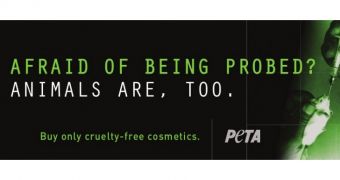 New PETA ad urges people to only purchase cruelty-free cosmetics (click to see full image)