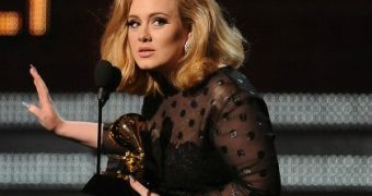 Adele at the Grammys 2012, where she scooped up 6 awards