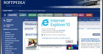 IE10 is the default browser in Windows 8