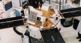 This image shows ACE being prepared for launch, in 1997