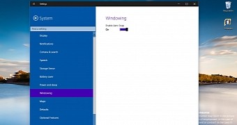 Aero Snap settings on Windows 10