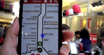 WifiSLAM's indoor GPS technology running on an Android device