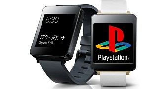 LG G Watch shown with PlayStation games