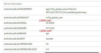 LG G3 benchmark scores (screenshot)