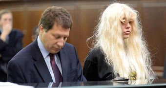 Amanda Bynes and her attorney in court after she was accused of throwing a bong out the window of her apartment, resisting arrest