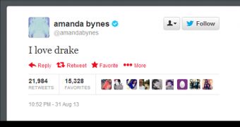 Tweet posted from Amanda Bynes' allegedly hacked account