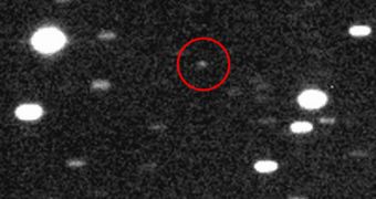 The newly-found NEO, 2011 SF108, is circled here in red