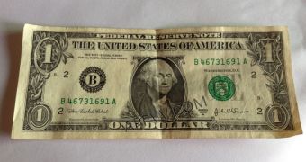 1 Dollar bill photographed with an iPhone 4S